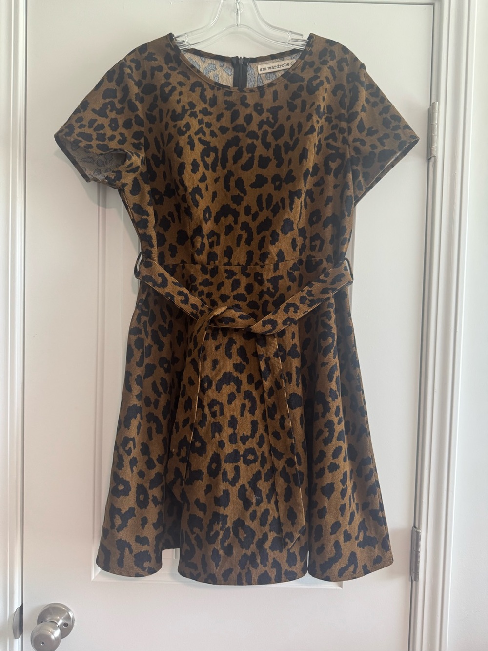 Leopard Print Mini Dress with Tie Waist